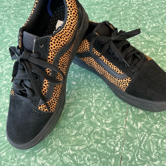 Old Skool Vans mini leopard print and black suede Sz 10 - Picture 2 of 4